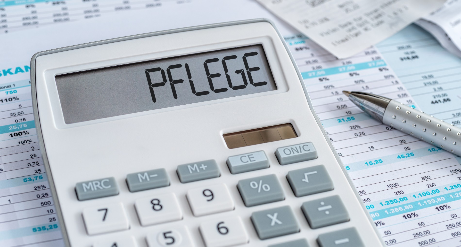 Taschenrechner der "Pflege" anzeigt