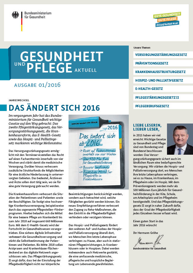 Gesundheit und Pflege aktuell 1/2016