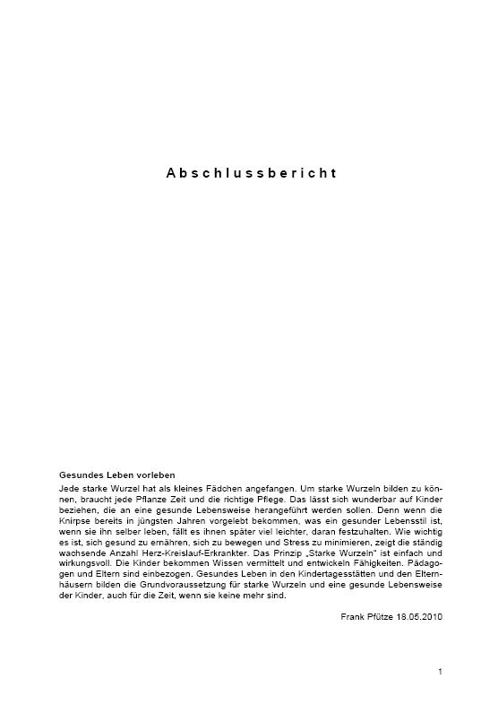 Abschlussbericht: „Starke Wurzeln“ – Aktionsbündnis Gesunde Lebensstile und Lebenswelten im Setting Kita des Landkreises Nordsachsen