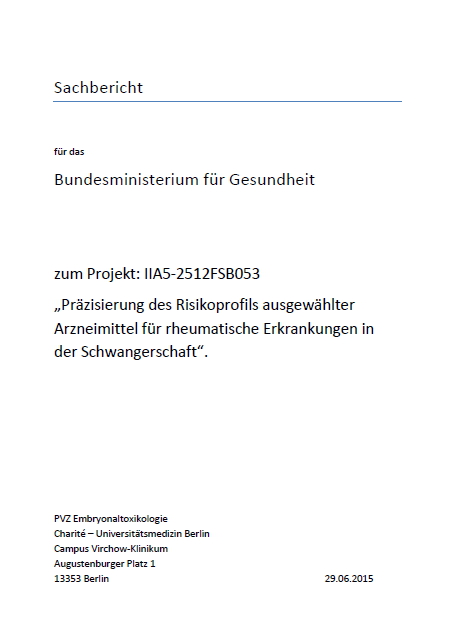 Abschlussbericht: Präzisierung des Risikoprofils ausgewählter Arzneimittel für rheumatische Erkrankungen in der Schwangerschaft