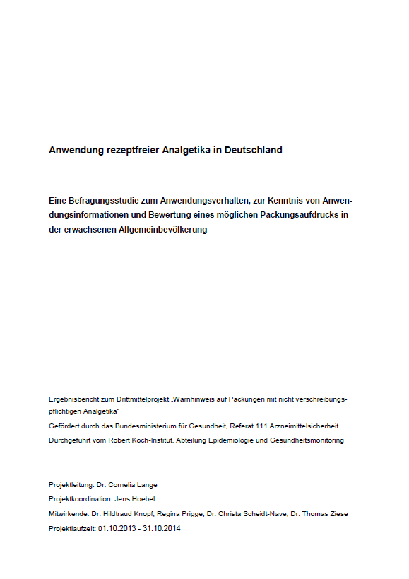 Abschlussbericht: Anwendung rezeptfreier Analgetika in Deutschland