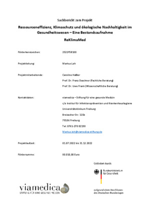 Ressourceneffizienz, Klimaschutz und ökologische Nachhaltigkeit im Gesundheitswesen – Eine Bestandsaufnahme Vorschaubild: Abschlussbericht ReKlimaMed