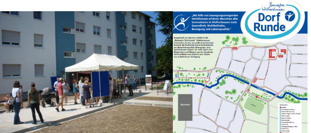 Links: Eröffnung eines Teilstücks des Schönauer Rundwegs in Mannheim; Rechts: Strecke der Dorfrunde in Wülfershausen a. d. Saale