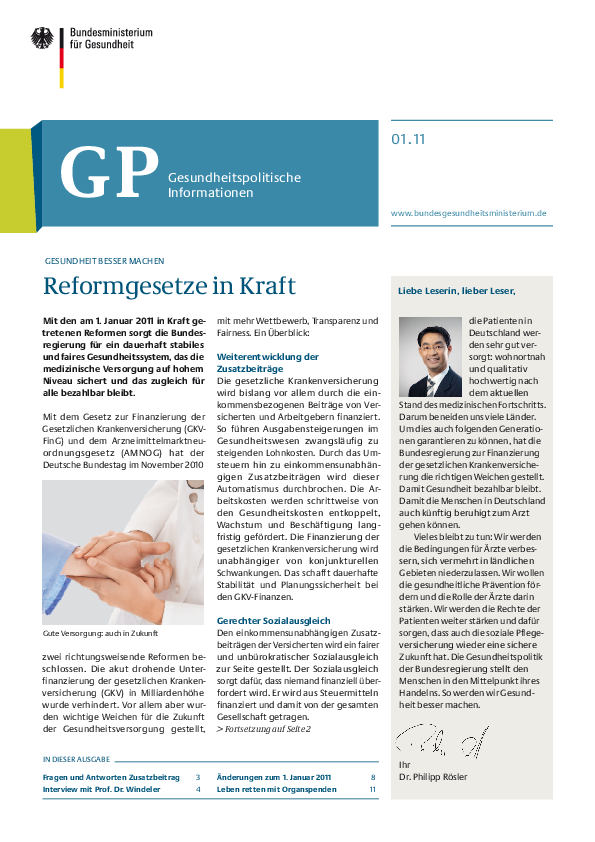 Gesundheitspolitische Informationen 01/2011