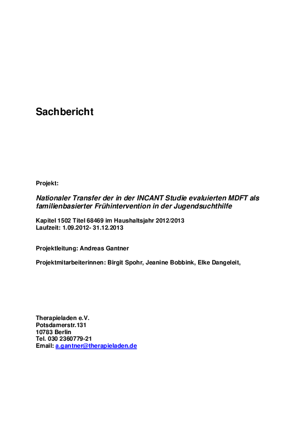 Sachbericht MDFT Transfer
