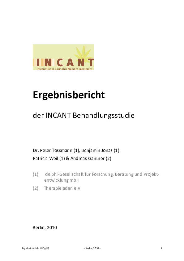 Ergebnisbericht der INCANT Behandlungsstudie