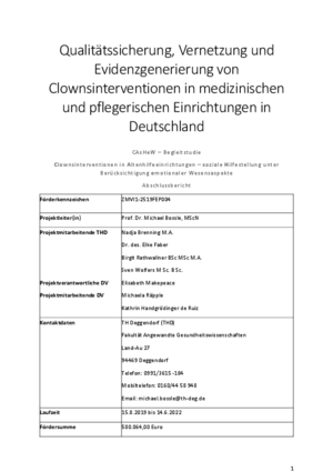 Qualitätssicherung, Vernetzung und Evidenzgenerierung von Clownsinterventionen in medizinischen und pflegerischen Einrichtungen in Deutschland
