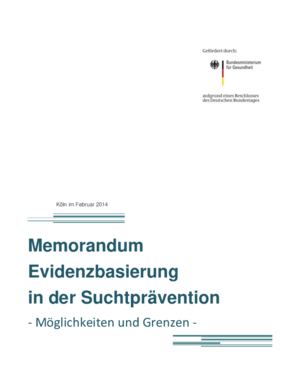 Memorandum: Kölner Klausurwoche 2014 "Evidenzbasierung in der Suchtprävention – Möglichkeiten und Grenzen"