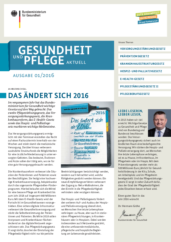 Gesundheit und Pflege aktuell 1/2016
