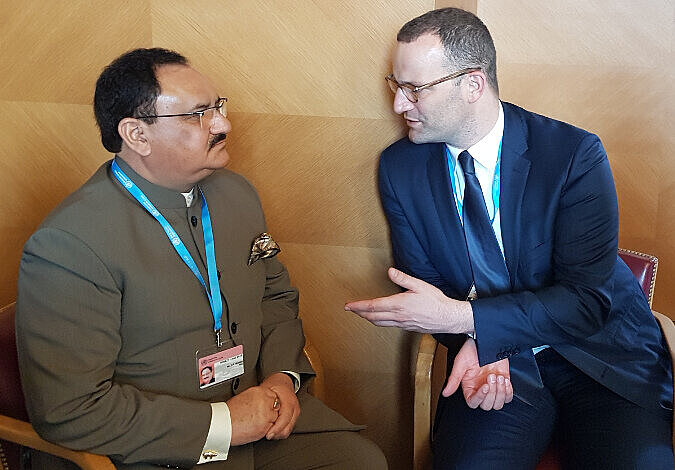 Foto: Bundesgesundheitsminister Jens Spahn traf Jagat Prakash Nadda, den Gesundheitsminister Indiens.