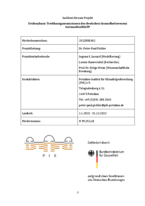 Sachbericht zum Projekt: Evidenzbasis Treibhausgasemissionen des deutschen Gesundheitswesens GermanHealthCFP