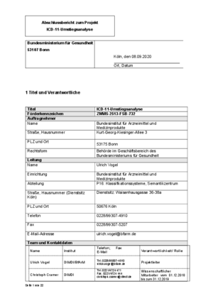 Abschlussbericht zum Projekt ICD-11-Umstiegsanalyse