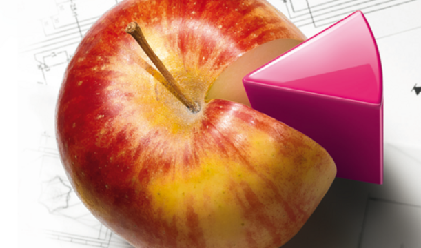 Foto: Ein Apfel als Tortendiagramm 