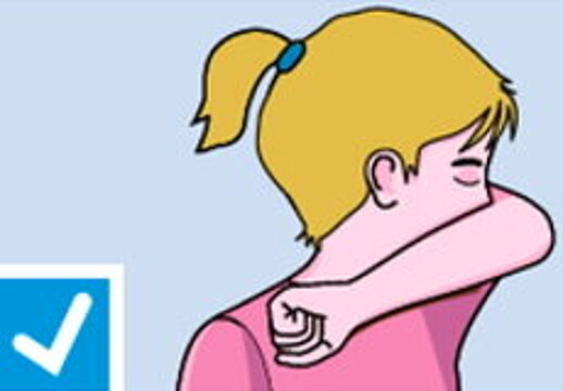 Grafik: Ein Mädchen niest in die Armbeuge (Bildquelle: BZgA)