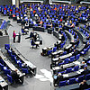 Blick von oben ins Plenum im April 2020