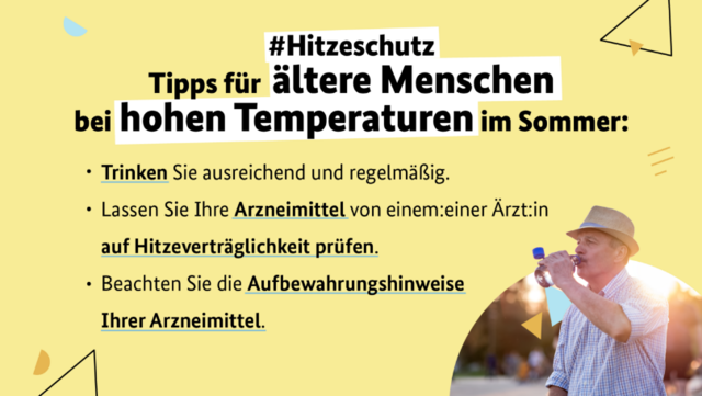 Grafik: Hitzewelle - Tipps für Menschen ab 65