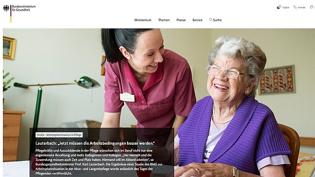 Screenshot der BMG-Startseite