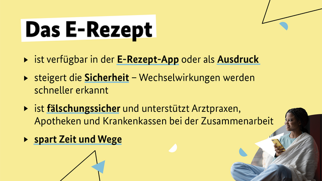 In dem Bild ist ein Smartphone zu sehen. Darauf steht "E-Rezept.