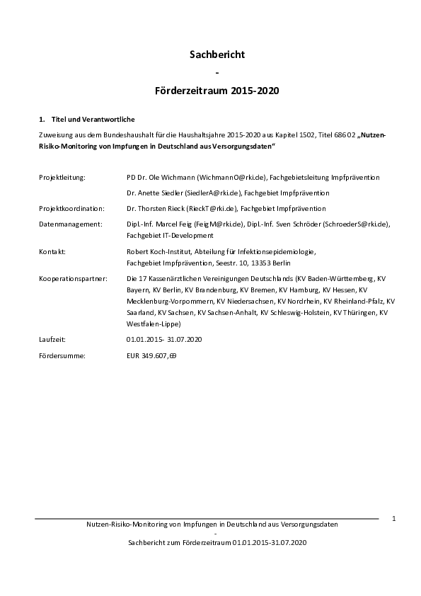 Nutzen-Risiko-Monitoring von Impfungen in Deutschland aus Versorgungsdaten