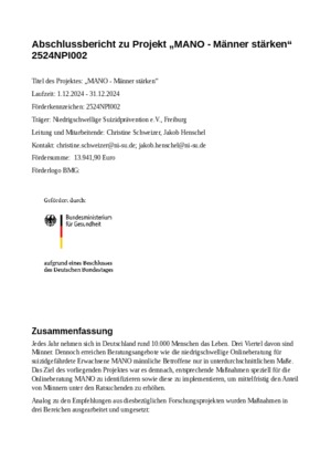 Abschlussbericht MANO - Männer stärken