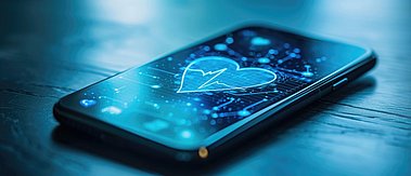 Smartphone mit Herzsymbol