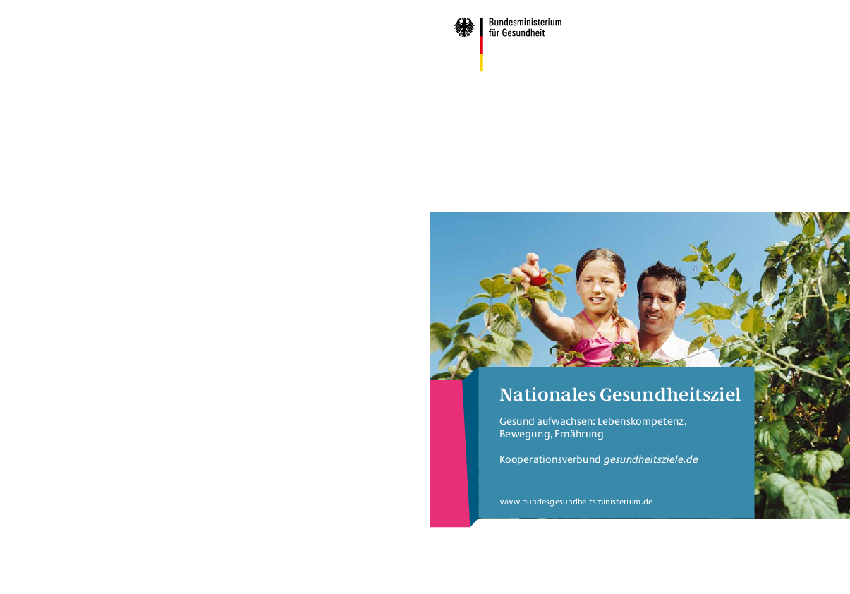 Broschüre: Nationales Gesundheitsziel – Gesund aufwachsen: Lebenskompetenz, Bewegung, Ernährung