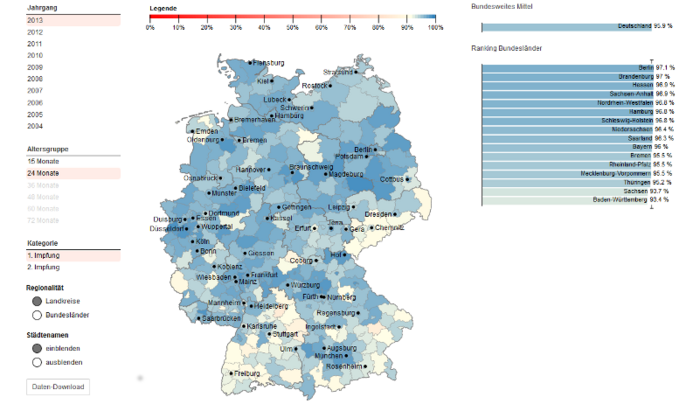 Screenshot (Deutschlandkarte) mit Hyperlink zu www.vacmap.de