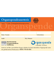 Sonderformat: Organspendeausweis