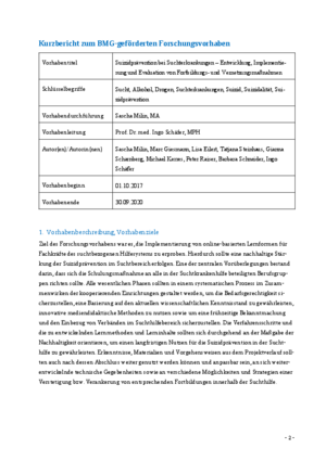 Suizidprävention bei Suchterkrankungen – Entwicklung, Implementierung und Evaluation von Fortbildungs- und Vernetzungsmaßnahmen