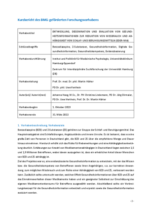 Entwicklung, Dissemination und Evaluation von Gesundheitsinformationen zur Reduktion von Missbrauch un Abhängigkeit von Schlaf- und Beruhigungsmitteln (EDER-MIA)