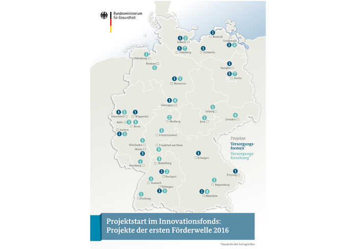 Deutschlandkarte mit den geförderten Projekten