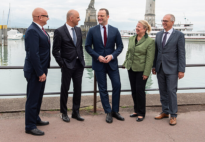 Bundesgesundheitsminister Jens Spahn mit seinen Amtskollegen aus der Schweiz, Österreichs Luxemburg und Liechtenstein