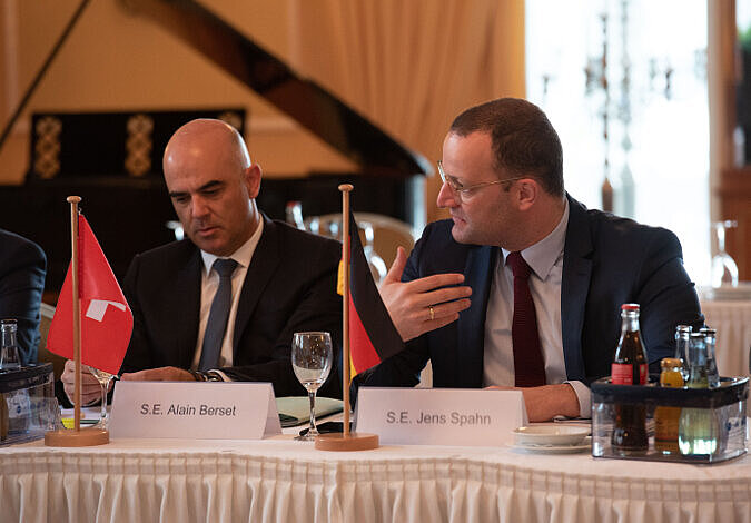 Bundesgesundheitsminister Jens Spahn mit seinem Amtskollegen Alain Berset beim 6. Gesundheitsquintett