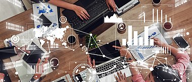 Konzeptionelle Vision von Geschäftsleuten in der Personalversammlung des Unternehmens