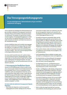 Flyer: Das Versorgungsstärkungsgesetz – Für eine bedarfsgerechte, flächendeckende und gut erreichbare medizinische Versorgung