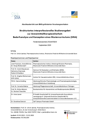 Bedarfsanalyse und Konzeption eines Mustercurriculums (SINA)