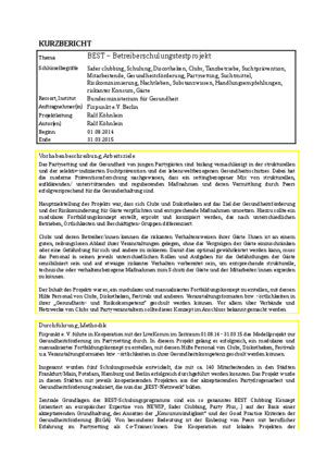 Kurzbericht: BEST - Betreiberschulungstestprojekt