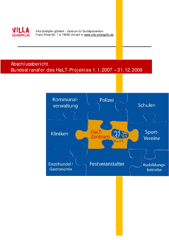 Projektbericht: Bundesweiter Transfer des Bundesmodellprojekts „HaLT“
