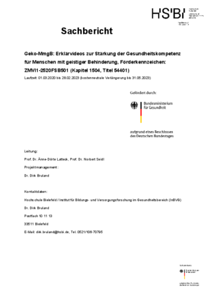 Sachbericht | Erklärvideos zur Stärkung der Gesundheitskompetenz für Menschen mit geistiger Behinderung